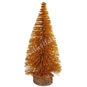 Fenyőfa, csillámos, barokk arany, 14 cm