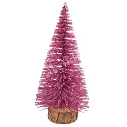 Fenyőfa, csillámos, rózsaszín, 14 cm
