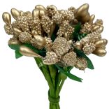 Bogyós mini csokor, arany, 9 cm