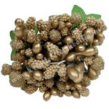 Bogyós mini csokor, arany, 9 cm