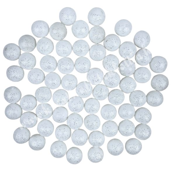 Hungarocell csillámos golyók, fehér, 1,4 cm, 60 db/csomag