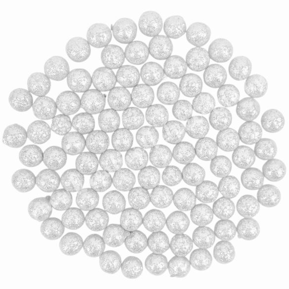 Hungarocell csillámos golyók, fehér, 0,8 cm