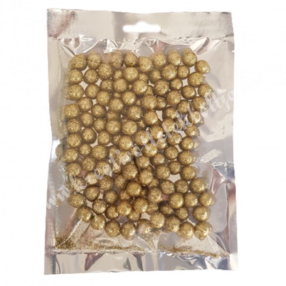 Hungarocell csillámos golyók, arany, 1,5 cm, 10 gr/csomag
