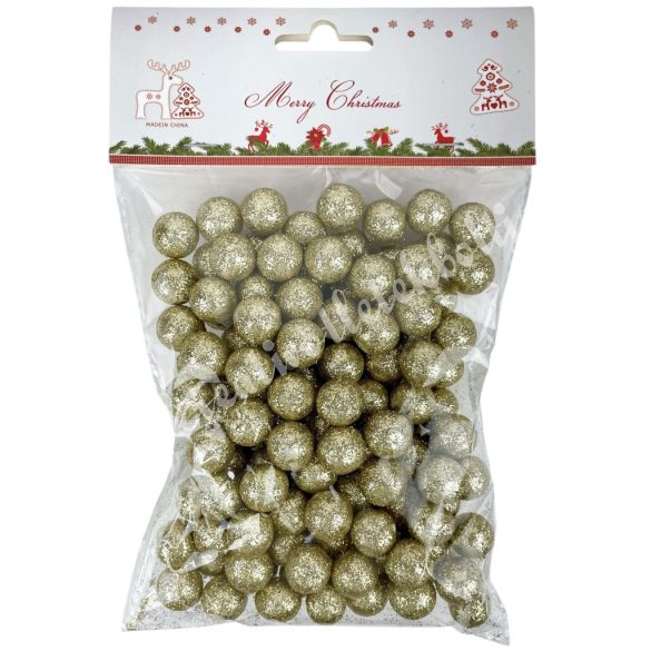 Hungarocell csillámos golyók, arany, 1,5 cm, 10 gr/csomag