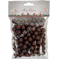   Hungarocell csillámos golyók, csokibarna, 1,5 cm, 10 gr/csomag