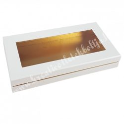 Lapos tégla papírdoboz fehér, arany belsővel, 30x4,5 cm