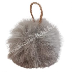 Akasztós pihe-puha pompon, szürke, 6 cm
