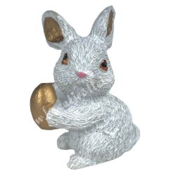 Polyresin nyuszi arany tojással, balra néző, 4x4 cm