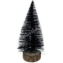 Fenyőfa, csillámos, fekete, 15 cm