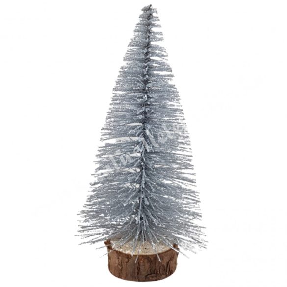 Fenyőfa, csillámos, ezüst, 15 cm