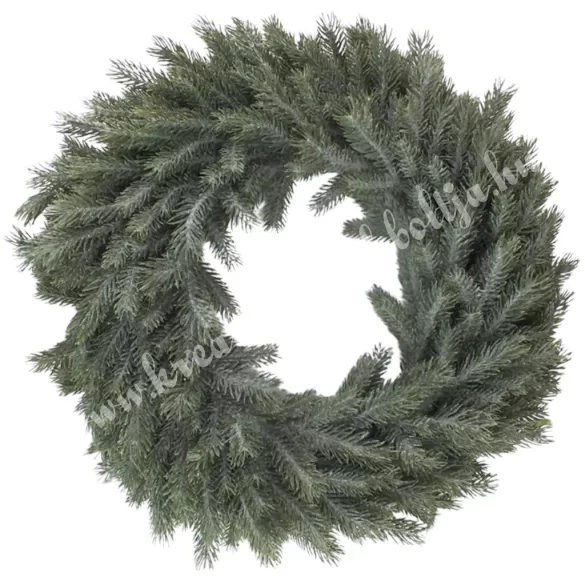 Fenyőkoszorú, deres, zöld, 45 cm