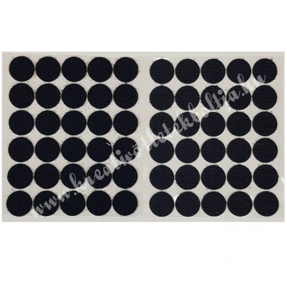  Tépőzár korongok, fekete, 2 cm, 30 db/csomag