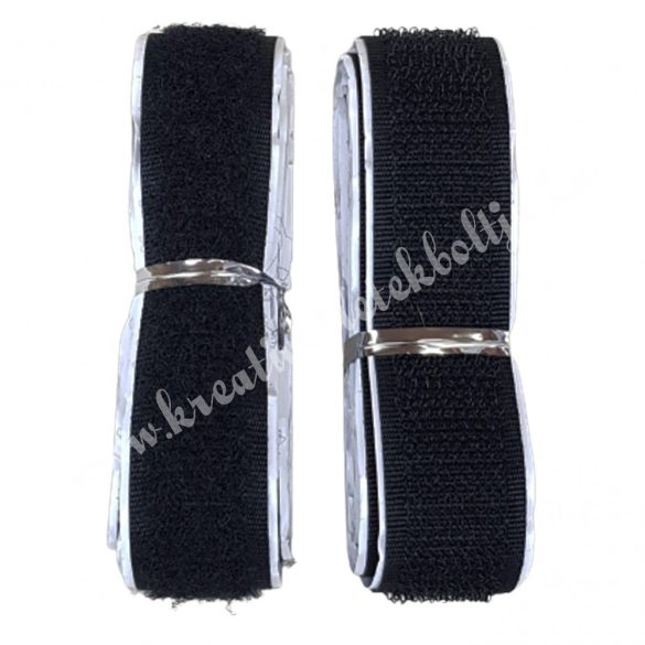  Tépőzár, fekete, 2 cm x 1 méter/csomag