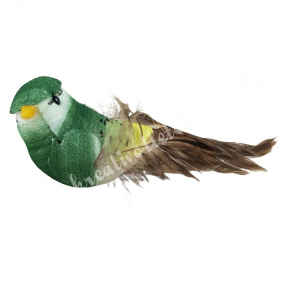 Csipeszes madárka, zöld, 7x3 cm