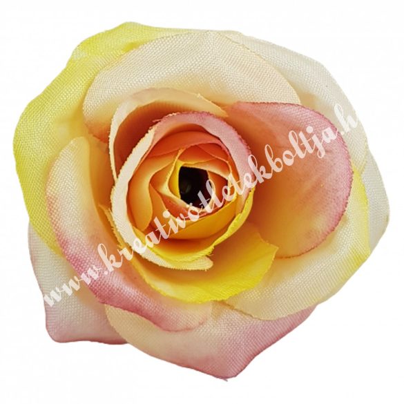 Rózsa virágfej, pink-sárga, 5,5 cm