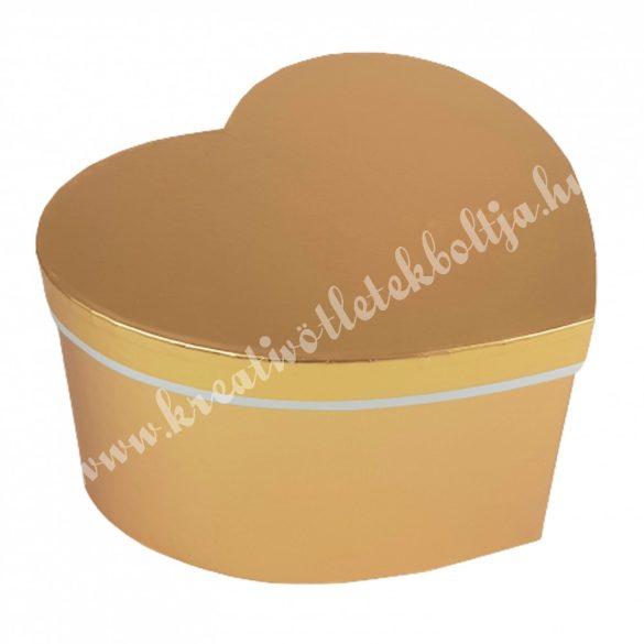 Szív alakú doboz, metál arany, 24,5x12,5 cm