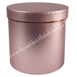 Kör alakú doboz, metál rózsaszín, 17,5x17 cm