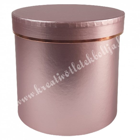 Kör alakú doboz, metál rózsaszín, 19,5x19 cm