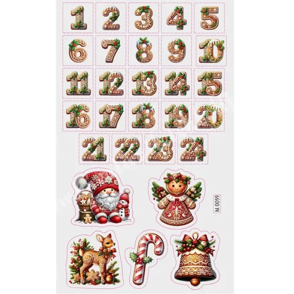 Matrica, mézi, advent, átlátszó, 15x25,5 cm, 29 db/csomag