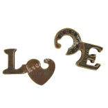 Fém dísz, Love puzzle, 4x1,5 cm, 2 db/szett