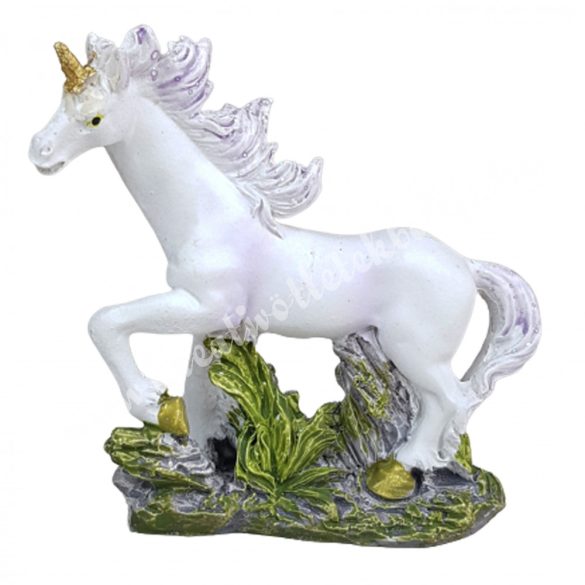Polyresin unikornis, lila, 8x7,5 cm