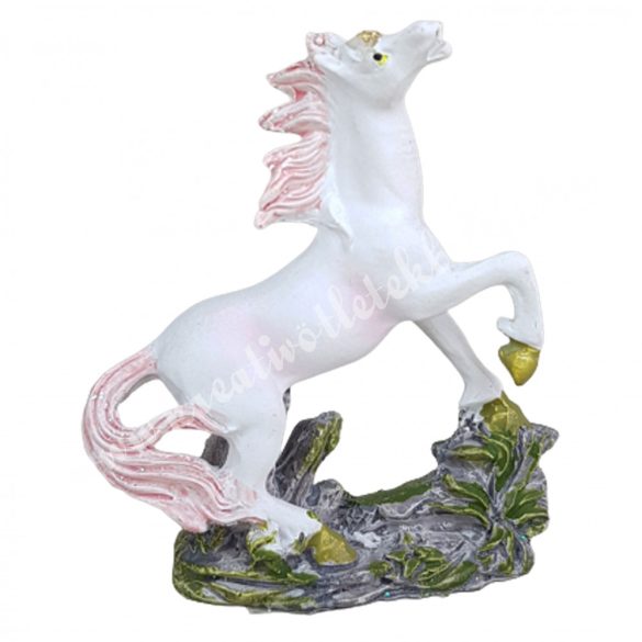 Polyresin unikornis, rózsaszín, 7,5x9 cm