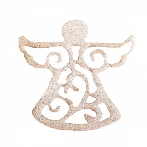 Csillámos dekorgumi angyal, fehér, 6x5,7 cm
