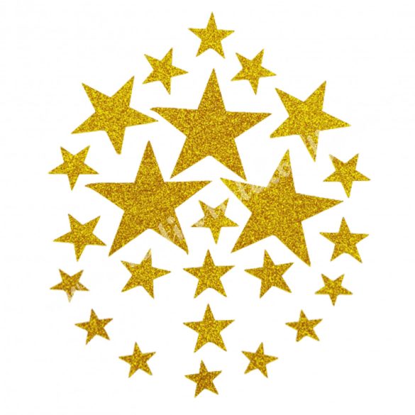Csillámos dekorgumi csillagok, arany, 24 db/csomag