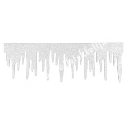 Csillámos dekorgumi jégcsap, fehér, 29x10 cm