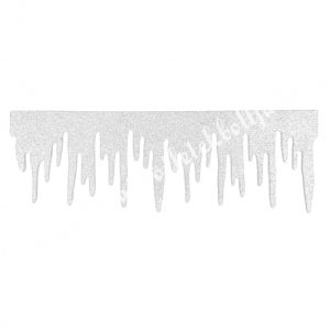 Csillámos dekorgumi jégcsap, fehér, 29x10 cm