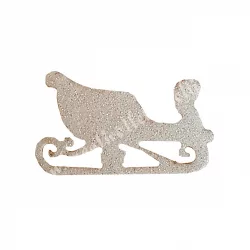 Csillámos dekorgumi szánkó, fehér, 5,5x3,2 cm