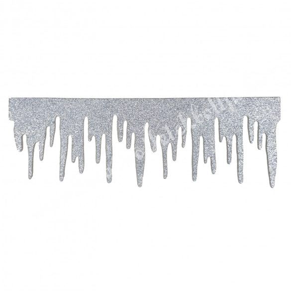 Csillámos dekorgumi jégcsap, ezüst, 29x10 cm