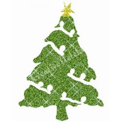 Csillámtetoválás festősablon, karácsonyfa