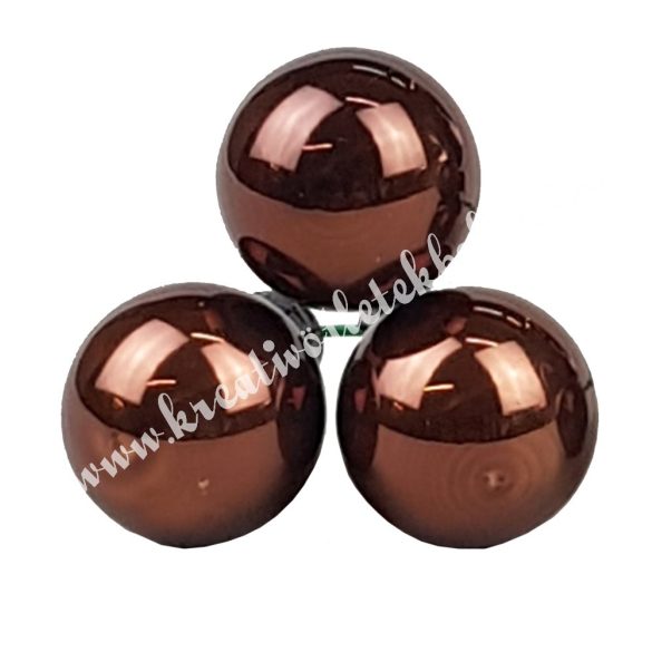 Betűzős üveggömb, csokoládé, fényes, 2 cm, 3 db/csokor