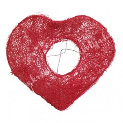 Csokortartó, szív alakú, piros, 16x15 cm