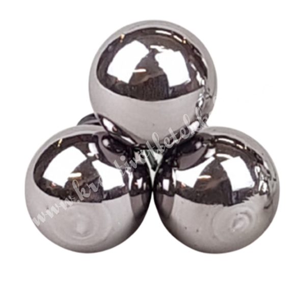 Betűzős üveggömb, titán szürke sötét, fényes, 3 db/csokor, 2 cm