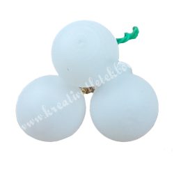   Betűzős üveggömb, opál fehér, fényes, 3 db/csokor, 2 cm