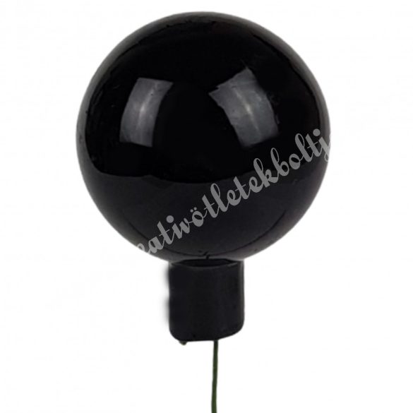 Betűzős üveggömb, fekete, fényes, 4 cm