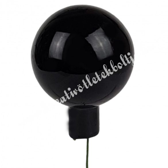 Betűzős üveggömb, fekete, fényes, 5 cm