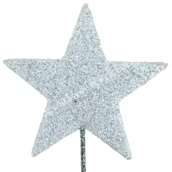 Betűzős csillámos hungarocell csillag, fehér, 5x5 cm