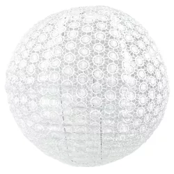 Textil lampion, csipkemintás, fehér, 40 cm