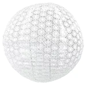 Textil lampion, csipkemintás, fehér, 40 cm
