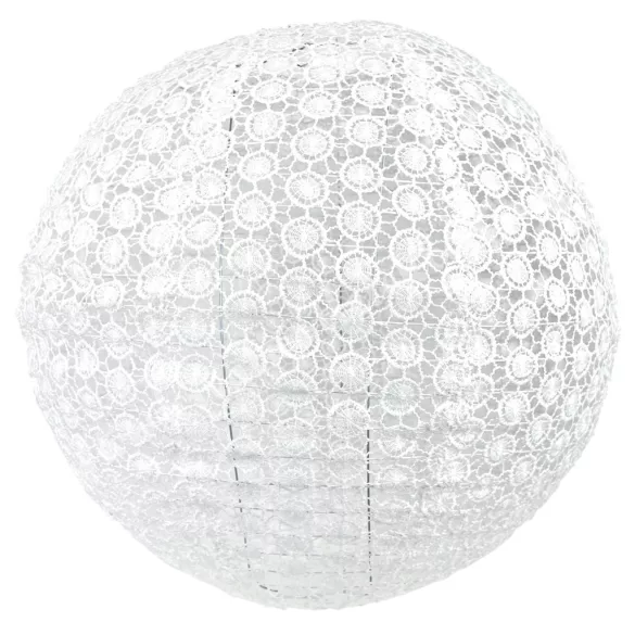 Textil lampion, csipkemintás, fehér, 40 cm