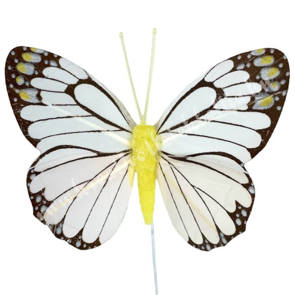 Betűzős pillangó, sárga, 8x6 cm