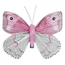 Csipeszes pillangó, rózsaszín, 8x7,5 cm