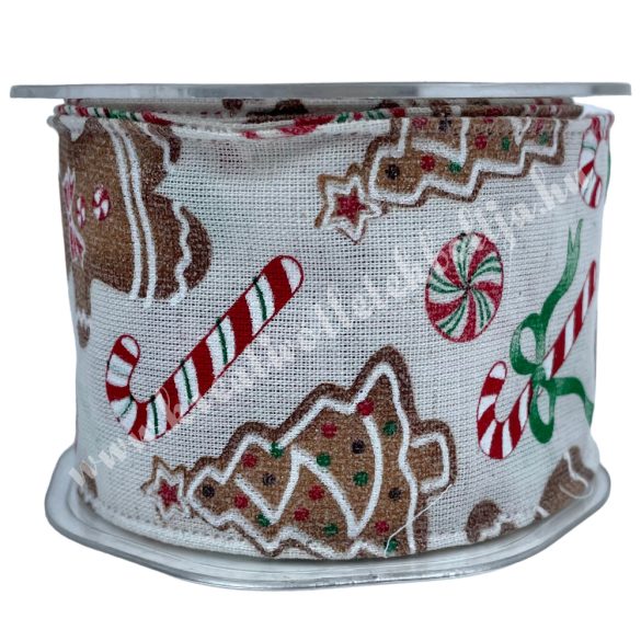 Karácsonyi szalag, mézi, 6,2 cm (14)