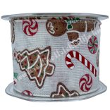 Karácsonyi szalag, mézi, 6,2 cm (14)