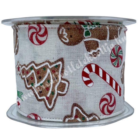 Karácsonyi szalag, mézi, 6,2 cm (14)