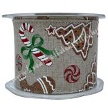 Karácsonyi szalag, mézi, 6,2 cm (13)