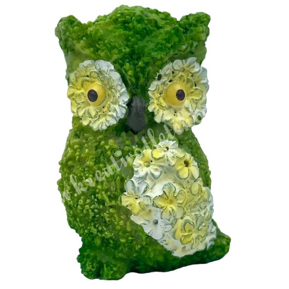 Polyresin virágos bagoly, 3,5x5 cm